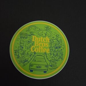 Dutch Bros Coffee Neon Green and Yellow Round Sticker
